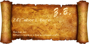 Zámbori Bere névjegykártya